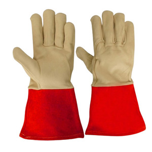 Gants de soudage TIG robustes en cuir de chèvre et de vache, résistants à l'abrasion et aux coupures, pour la protection des mains en construction - Product Image 1