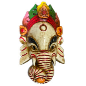 Máscara de Lord Ganesh Tallada a Mano en Madera de Pino para Colgar en la Pared, Regalo de Año Nuevo Asthamangal y Modelos de Artesanía VM 025-030 - Product Image 4