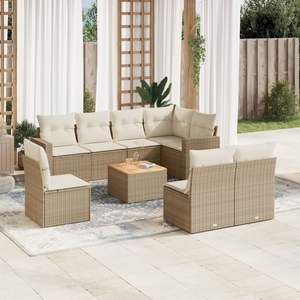 Conjunto de Sofás Modulares Grandes de Ratán Sintético PE Beige para Jardín, Muebles Modulares Cómodos para Exteriores - Product Image 1