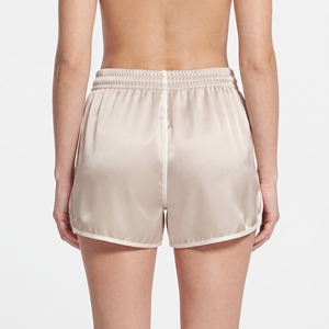 Short de nuit en satin pour femme, 100 % soie, coupe classique, taille élastique, tissu doux, lisse et léger, tenue décontractée pour la maison - Product Image 5