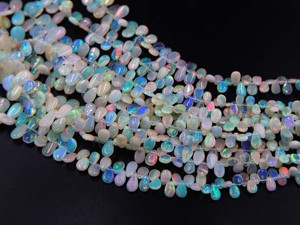 ลูกปัดโอปอลเอธิโอเปียธรรมชาติหลากสี รูปทรงลูกแพร์เรียบเนียน ขนาดประมาณ ขนาด 13x8 มม. ถึง 6x4 มม. ความยาว 16 นิ้ว - Product Image 2