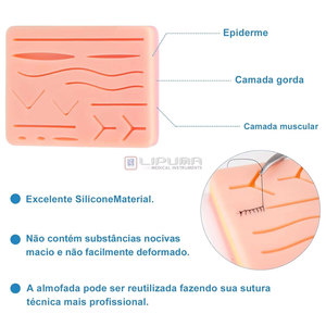 Silicone Skin Kit Medic Instruments Students <b>Nurses</b> Surgical Suture Practice <b>Pad</b> 14 Pre Cut Wounds Realistic Three Layer - Product Image 4