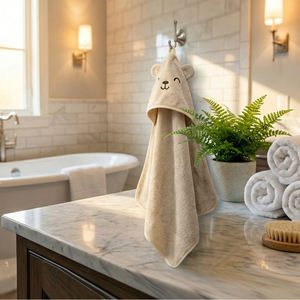 Serviette à capuche pour bébé Signature Animal, 100% coton, douce et absorbante, peignoir de bain pour nouveau-né, couleur personnalisée, logo brodé, unisexe, cadeau, broderie - Product Image 6