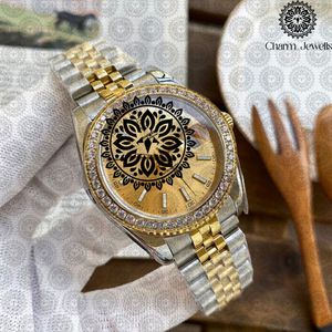 PISIN Montre automatique de luxe pour homme en or 41 mm avec verre saphir, lunette sertie de diamants, analogique, mécanique, fermoir pliant - Product Image 6