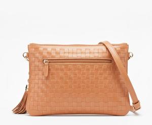 Women's Woven PU Leather Crossbody Shoulder Bag with Tassel Zipper Pocket – Fashion Casual Messenger Handbag - Product Image 1