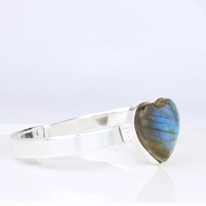 Top Natural Labradorite Heart Shape <b>Bracelet</b> 925 Sterling <b>Silver</b> Plated Adjustable <b>Cuff</b> <b>Bracelet</b> for Women Handmade Jewelry - Product Image 3