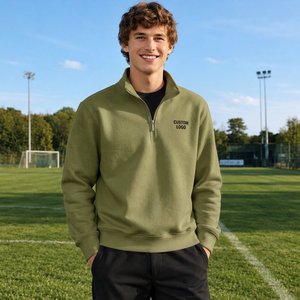 Fashion Men's Quarter Zip Pullover Lightweight <b>White</b> <b>Sweatshirt</b> Long Sleeve Comfortable Outdoor Casual Apparel - Product Image 2
