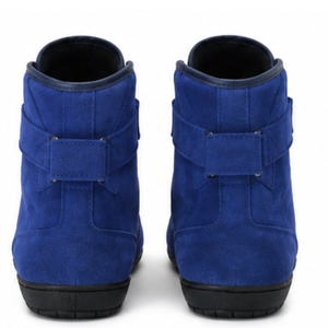 Bottes moto bleues à la cheville, tige en faux daim, semelle extérieure en caoutchouc, fermeture auto-agrippante, bout fermé, semelle intermédiaire en EVA pour l'hiver, antidérapantes, légères - Product Image 1