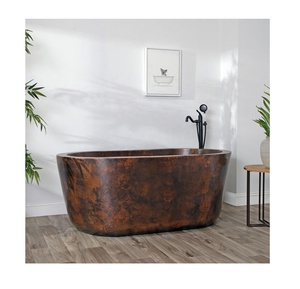 Bañera de cobre redonda con acabado antiguo mate, decoración de baño de lujo, bañera independiente de cobre, mayorista lujoso a granel - Product Image 2