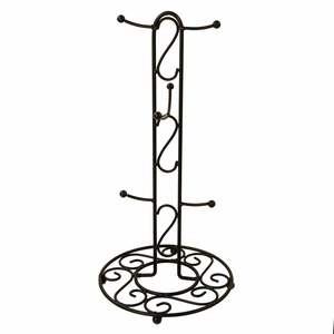 Porte-gobelets en fer noir conçu pour les cuisines de style ancien, permettant d'exposer les tasses tout en assurant une positionnement solide et sécurisée. - Product Image 1