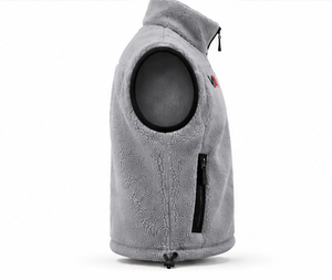 Light Grey <b>Men's</b> Textured <b>Fleece</b> Vest Sleeveless Stand Collar Full Zip Bodywarmer <b>Gilet</b> Wholesale Custom Logo OEM Manufacturer - Product Image 3