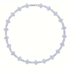 VVS Moissanite Curved Cross Link Chain 925 Sterling <b>Silver</b> Rhodium Plated Iced Out Hip Hop Unisex Necklace <b>Choker</b> - Product Image 1