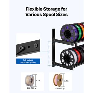 Supporto a Parete a 2 Livelli per Filamenti di Stampanti 3D con Ruote e Scaffale Porta Bobine - Product Image 2