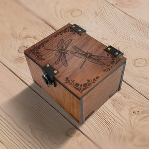 Bolso de Mano de Madera con Forma de Libélula, Caja de Madera Cuadrada con Cadena Desmontable para Regalo de Boda o Fiesta - Product Image 1