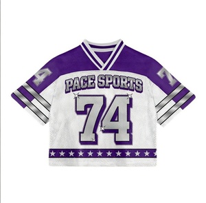 Customized 100% Polyester Mesh Fabric American Football Fan Jersey Breathable Short Sublimation Printed Design Summer Jersey - Product Image 1