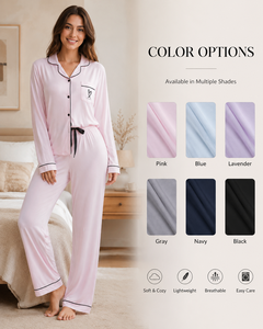 Conjunto de Pijama Casual al por Mayor con Diseño de Satán - Elegante Ropa de Dormir Rosa de Manga Larga con Ribetes en Contraste para Artículos de Descanso de Verano - Product Image 5