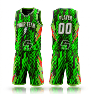 Ensemble de maillots de basket personnalisés, impression par sublimation, nom de l'équipe, unisexe adulte, tissu respirant anti-transpiration, maillot en mesh à col en V - Product Image 2
