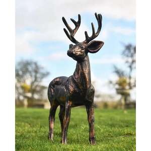 Compre una Escultura de Reno de Bronce de Tamaño Real con Grandes Astas, Decoración Navideña, Artículos para Eventos - Product Image 4