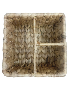 Panier de rangement carré en jacinthe d'eau écologique à 3 compartiments avec poignées (conception multifonctionnelle) style simple pour la décoration intérieure - Product Image 4