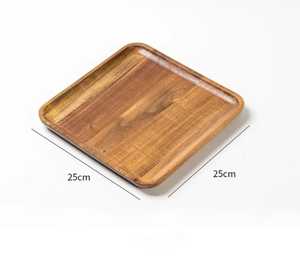 Plateau de service carré moyen en bois 20 cm, motif grain naturel moderne, plateau mobile, modèle de gros. - Product Image 1