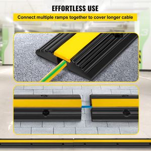 Set di 4 Rampe Protettive in Gomma per Cavi, Capacità di Carico 1000 kg, Copricavo a 1 Canale, Dissuasore di Velocità per Vialetti - Product Image 3