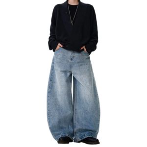 Oversized Baggy Denim Pants <b>Men</b> <b>Wide</b> <b>Leg</b> Vintage Acid Wash Loose Fit Streetwear Bulk Order Ready High Waist Stonewashed Loose - Product Image 1