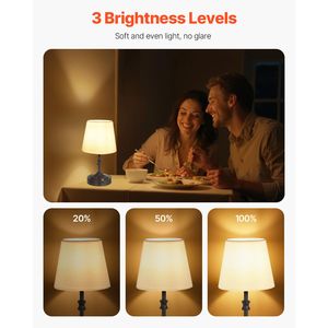 Lampada da Tavolo Ricaricabile Senza Fili 5200mAh, 3 Livelli di Luminosità, Paralume in Tessuto, Colori 2700K 3000K per Camere da Letto e Piccole Scrivanie - Product Image 2