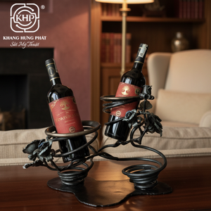Soporte de Vino en Espiral para Dos Botellas, Estante de Vino de Hierro Forjado, Diseño Artesanal, Logotipo Personalizado, Fabricante de Vietnam - Product Image 3