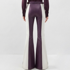 Leggings de Cuero de Cintura Alta para Mujer, Pantalones de Cuero Ajustados con Corte Acampanado, Pantalones de Cuero con Cintura Ajustable para Mujer - Product Image 2