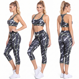 Women High Waist <b>Capri</b> <b>Leggings</b> Four-Way Contrast Stitch 3/4 Yoga Pants Calf Length Workout TIghts Women Tie-Dye Print <b>Leggings</b> - Product Image 5