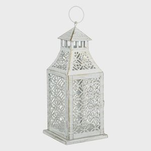 Farol de hierro de estilo colonial clásico con cubierta de vidrio y soporte para velas para fiestas nocturnas al aire libre o interiores rústicos - Product Image 2