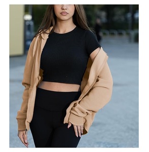 Sweat à capuche zippé décontracté pour femme, 100 % coton, manches longues, col rond, épaules tombantes, couleur unie, confortable, meilleur prix, le plus vendu - Product Image 4