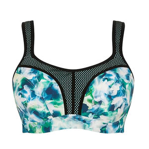 Sujetador deportivo cómodo para mujer, con relleno, estampado por sublimación, de buena calidad, para gimnasio, fitness, entrenamiento, con cuello halter simple. - Product Image 1