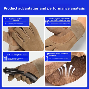 Gants de soudage laser TIG de haute qualité pour matériaux en cuir, certifiés, avec manchette renforcée, anti-coupure, antidérapants, pour travaux lourds - Product Image 6