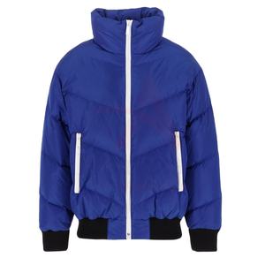 Veste matelassée légère bleue pour homme, col haut coupe-vent, fermeture à glissière complète, coupe-vent confortable pour le printemps et l'hiver - Product Image 1