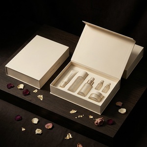 Ivory Rigid Cosmetic <b>Box</b> <b>Set</b> With Satin Liner Rectangle High-End Packaging For Beauty Products - Product Image 3