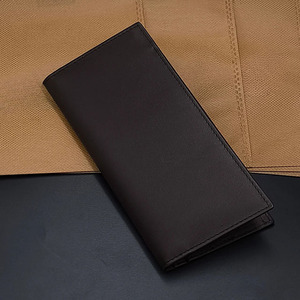 Dark <b>Brown</b> Leather <b>Wallet</b> Men Long Checkbook Cover Travel Organizer Passport Sleeve Cash Slot Ultra Thin Multi Card Holder Case - Product Image 1