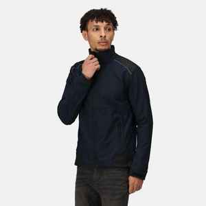 <b>Men's</b> <b>Navy</b> Blue <b>Fleece</b> Jacket Stand Collar Zipper Closure Windproof Casual Autumn Wear Regular Fit Polyester Knitted Solid Color - Product Image 6