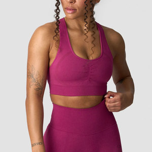 Vente d'usine : Soutien-gorge dos nageur sans couture en Spandex et Nylon extensible pour femme, avec logo personnalisé, pour ensemble de yoga, séchage rapide, tendance - Product Image 3