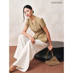 Blusa Moderna Asimétrica con Botones Delanteros y Cuello en V para Mujer, Primavera Verano, Envío Rápido A8197 - Product Image 1