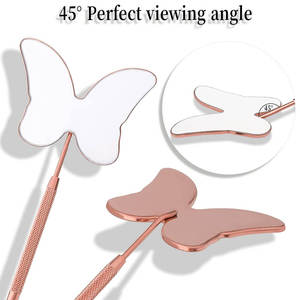 Custom Design Stainless Steel Eyelash Mirror Mini Handheld Butterfly Shape High Quality Professional Salon Use Unique Hair Care - Product Image 2