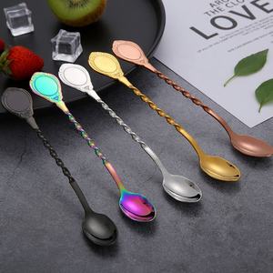 Creative Spiral Handle Tea <b>Spoon</b> 304 Stainless Steel Long Handle <b>Coffee</b> Cocktail Stirring <b>Spoon</b> Set - Product Image 2