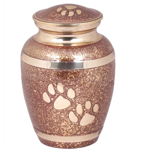 Magnifiques urnes funéraires européennes dorées antiques en métal, écologiques et durables, pour empreintes de pattes d'animaux, pour cendres funéraires - Product Image 1