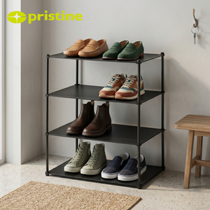 Zapatero Metálico Moderno de 4 Niveles, Independiente, Ahorra Espacio, Mueble de Almacenamiento para Entrada, Diseño Minimalista Negro - Product Image 6