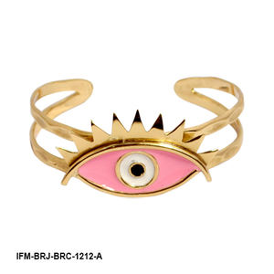 Brazalete de latón hecho a mano con esmalte rosa, diseño de ojo, ajustable, resistente al deslustre, talismán, joyería para mujer, aniversario - Product Image 3