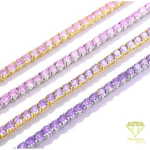 Collar de tenis con diamantes cultivados en laboratorio, rosa y blanco, al por mayor, plata de ley 925, joyería de lujo - Product Image 5