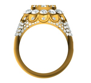 Bague de fiançailles unisexe en argent sterling 925 plaqué or jaune avec moissanite VVS, testée comme un diamant, cadeau de mariage tendance - Product Image 3