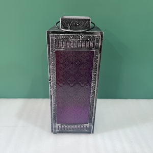 Lanterne de Ramadan en métal de style artisanal vintage avec panneaux en verre colorés, lanterne à bougie pour la décoration de la maison - Product Image 5