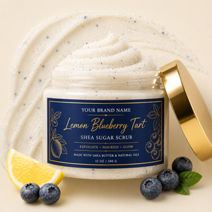Lemon Blueberry Tart Shea Sugar <b>Scrub</b> Exfoliating & Moisturizing <b>Body</b> Polish with Natural Shea Butter Bulk Spa Quality Formula - Product Image 1