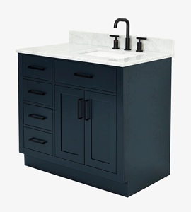 Made to Order Timothy 37 Inch <b>Bathroom</b> Vanity Cabinet Right Offset Sink Cabinet Only 4 Finish Options Factory Direct Vietnam - Product Image 2